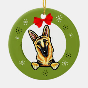 Adorno De Cerámica Black Tan German Shepherd Navidades Classic