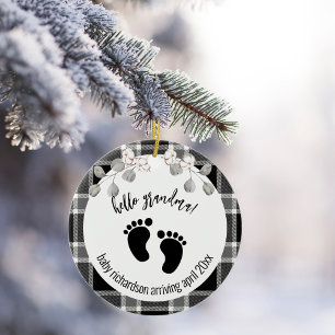 Adorno De Cerámica Black Tartan Xmas Grandma Invitación