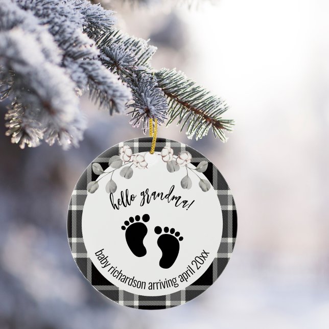 Adorno De Cerámica Black Tartan Xmas Grandma Invitación (Subido por el creador)
