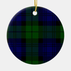 Adorno De Cerámica Black Watch Tartan Blue Green Plage