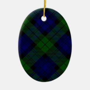 Adorno De Cerámica Black Watch Tartan Blue Green Plage