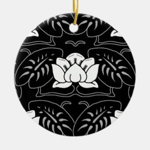 Adorno De Cerámica Black Water Lily Motif