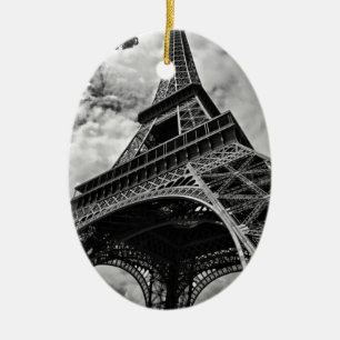Adorno De Cerámica Black White Eiffel Tower Paris Europe Travel