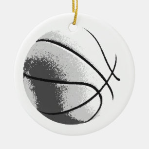 Adorno De Cerámica Black White Gray Trendy Pop Art Basketball