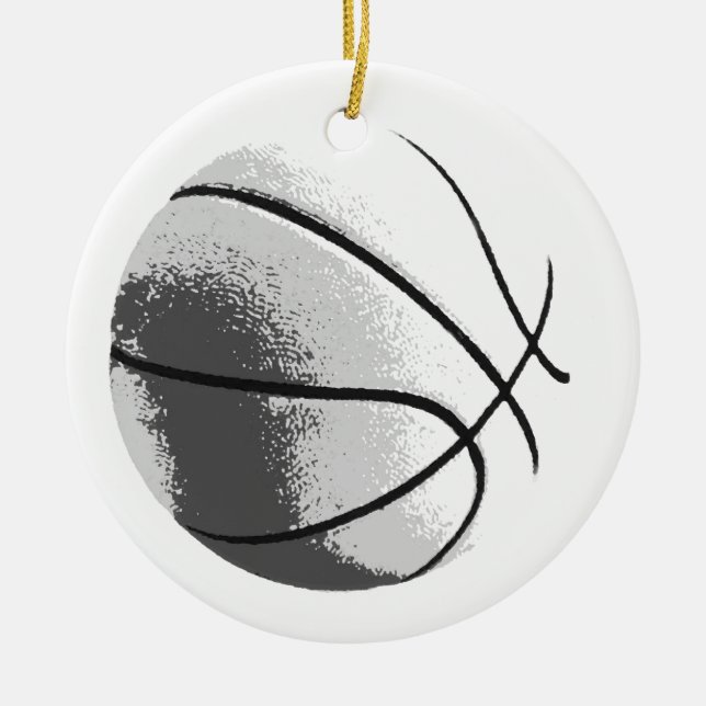 Adorno De Cerámica Black White Gray Trendy Pop Art Basketball (Frente)