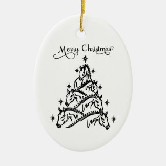 Adorno De Cerámica Black & White Horse Tree Ornament 