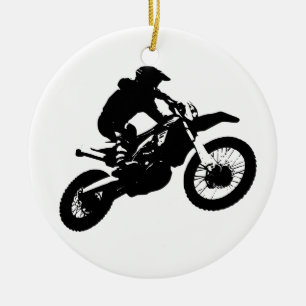 Adorno De Cerámica Black White Pop Art Motocross Motoryle Sport
