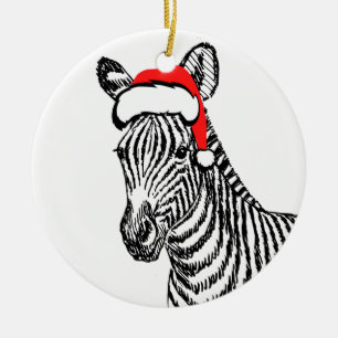 Adorno De Cerámica Black Zebra Santa Decoration