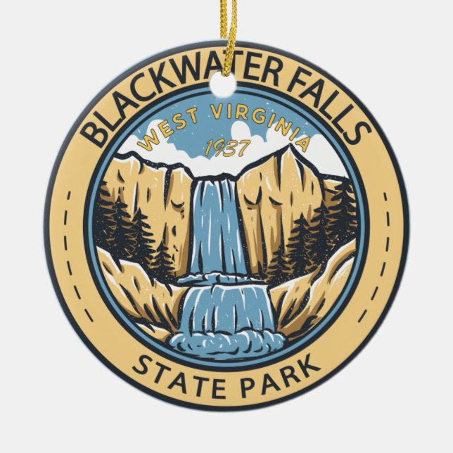 Adorno De Cerámica Blackwater Falls State Park West Virginia Badge (Frente)