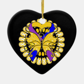 Adorno De Cerámica Bladder Cancer Butterfly Heart Ribbon