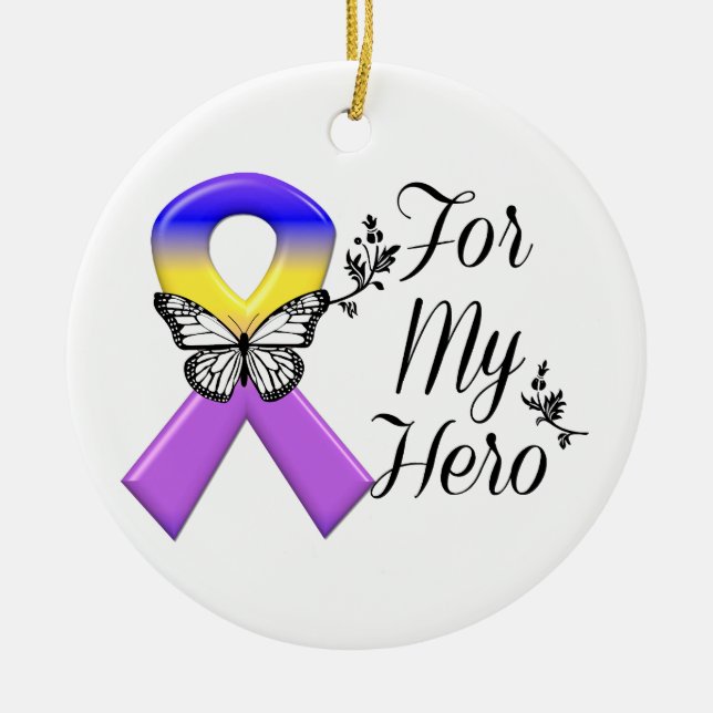 Adorno De Cerámica Bladder Cancer Ribbon For My Hero (Frente)