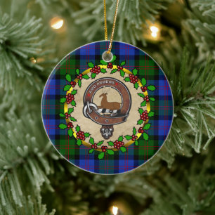 Adorno De Cerámica Blair Clan Badge & Tartan Personalizado Xmas