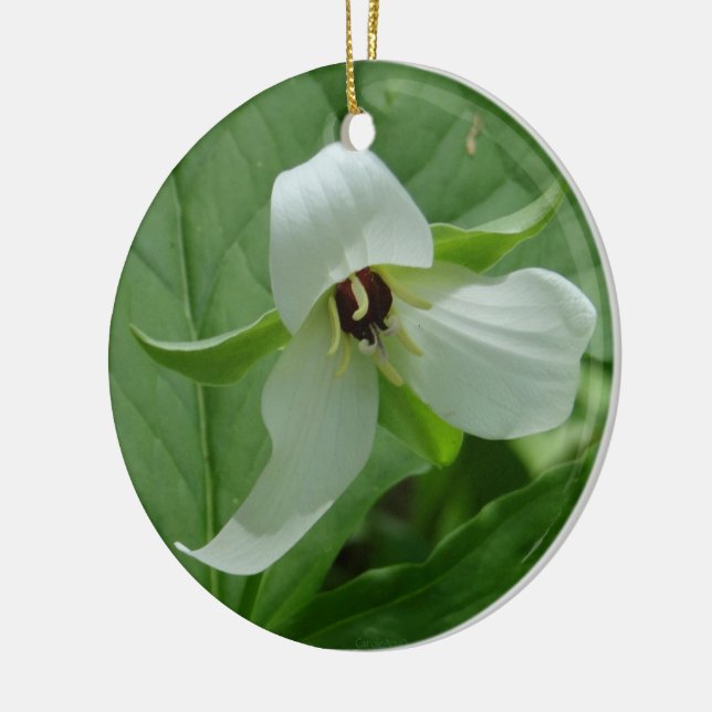 Adorno De Cerámica Blanco del Trillium (Izquierda)