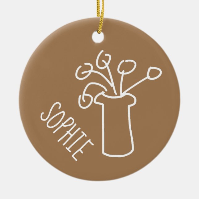 Adorno De Cerámica Blanco florido moderno (Frente)