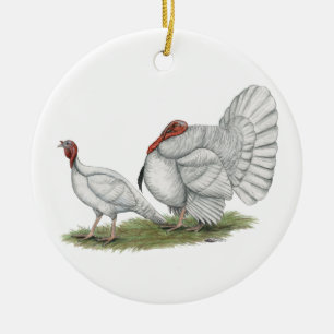 Adorno De Cerámica Blanco Hollands de los pavos