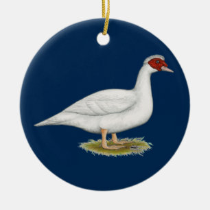 Adorno De Cerámica Blanco Muscovy del pato