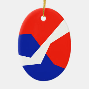 Adorno De Cerámica Blanco Rojo Azul