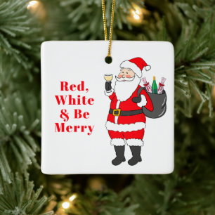 Adorno De Cerámica Blanco Rojo y ser Personalizado de vino blanco mer
