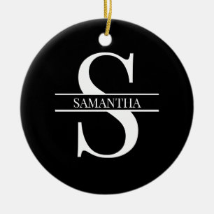 Adorno De Cerámica Blanco y negro elegante personalizado