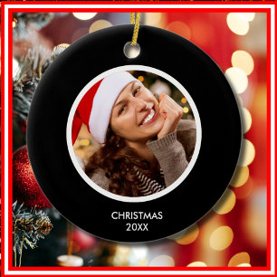 Adorno De Cerámica Blanco y negro   FOTO en monograma de Iniciales Mo