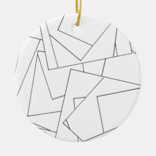 Adorno De Cerámica Blanco y negro geométrico-moderno minimalista
