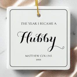 Adorno De Cerámica Blanco y negro Sencillo Primer Esposo de Navidad