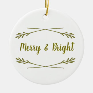 Adorno De Cerámica Blanco y oro Merry& brillante