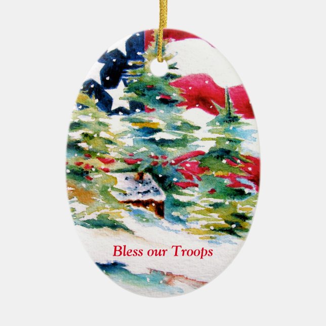 Adorno De Cerámica Bless our Troops Ornament (Frente)