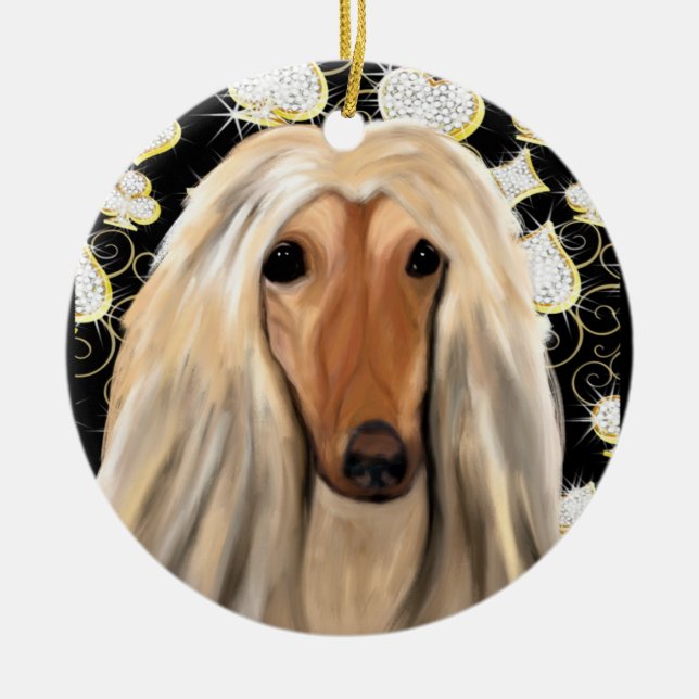 ADORNO DE CERÁMICA BLING AFGHAN HOUND (Frente)