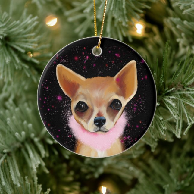Adorno De Cerámica Bling Chihuahua (Árbol)