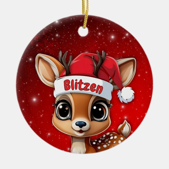 Adorno De Cerámica Blitzen Baby Deer, Fawn, Doe, Reindeer🦌 🎄 (Frente)