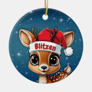 Adorno De Cerámica Blitzen Ciervo Bebé, Cervatillo, Cierva, Reno 🦌🎄
