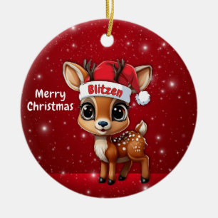 Adorno De Cerámica Blitzen Ciervo Bebé, Cervatillo, Cierva, Reno🦌 🎄