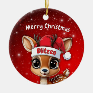 Adorno De Cerámica Blitzen Ciervo Bebé, Cervatillo, Cierva, Reno🦌 🎄