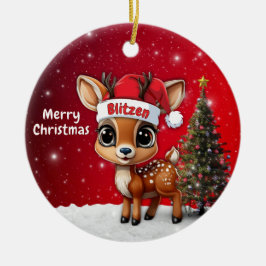 Adorno De Cerámica Blitzen Ciervo Bebé, Cervatillo, Cierva, Reno🦌 🎄