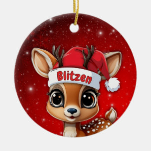 Adorno De Cerámica Blitzen Ciervo Bebé, Cria, Cierva, Reno🦌 🎄