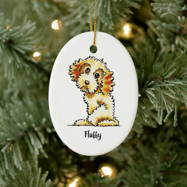 Adorno De Cerámica Blonde Cocker Spaniel Poodle Mix Personalizado (Árbol)