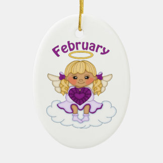 Adorno De Cerámica Blonde del ángel de febrero Birthstone