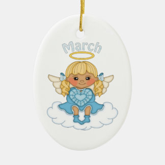 Adorno De Cerámica Blonde del ángel de marzo Birthstone