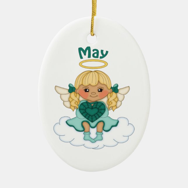 Adorno De Cerámica Blonde del ángel de mayo Birthstone (Frente)