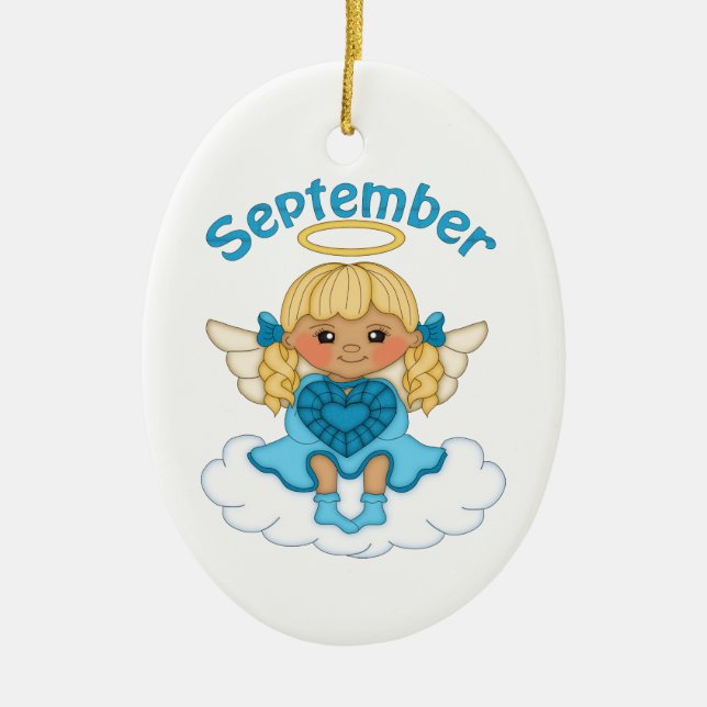 Adorno De Cerámica Blonde del ángel de septiembre Birthstone (Frente)