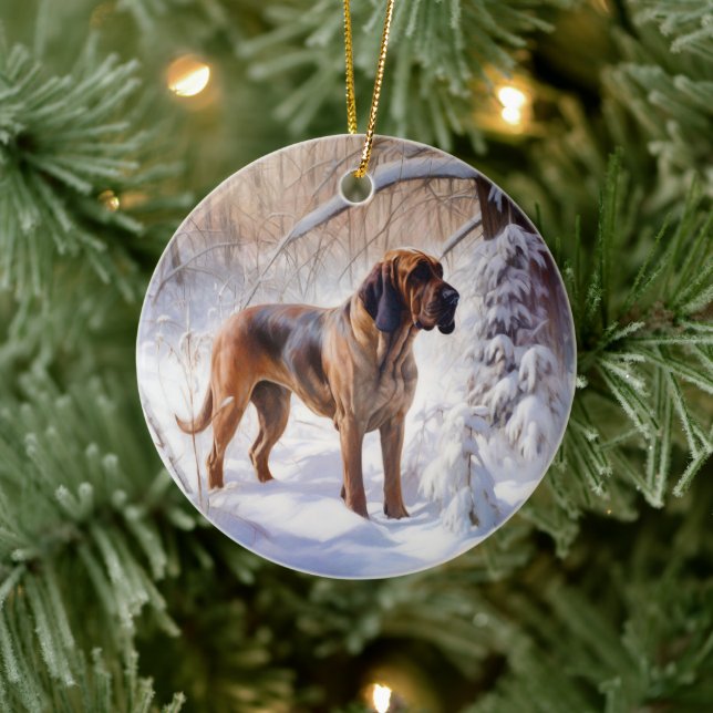 Adorno De Cerámica Bloodhound deja que nieve Navidades (Árbol)