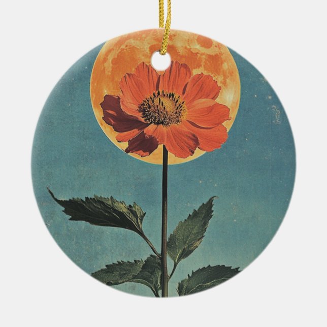 Adorno De Cerámica Bloom Naranja iluminado por luna - Encanto Boho vi (Frente)