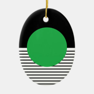 Adorno De Cerámica Bloqueo de color blanco negro y círculo verde