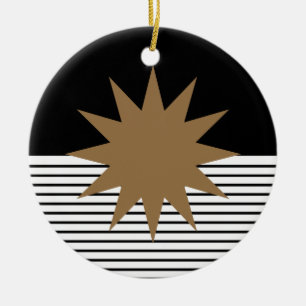 Adorno De Cerámica Bloqueo de color blanco negro y sol marrón