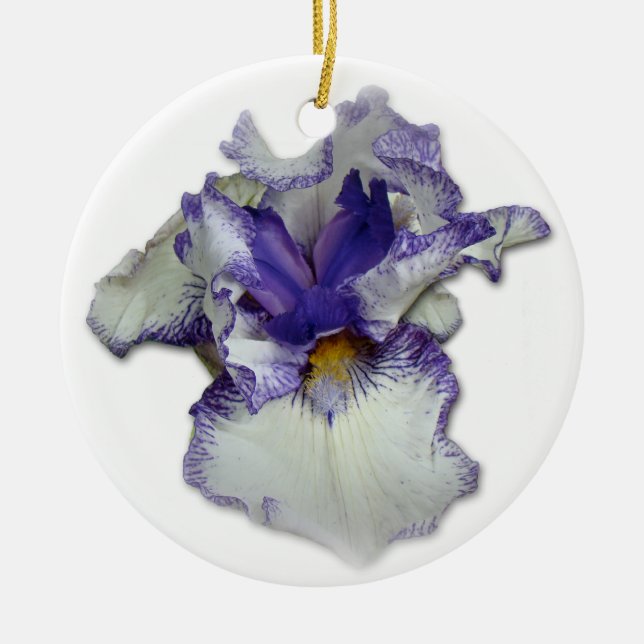 Adorno De Cerámica Blue and White Bearded Iris Flower (Frente)
