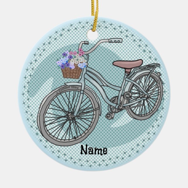 Adorno De Cerámica Blue Bike  Ornament (Frente)