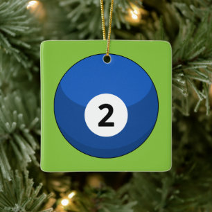 Adorno De Cerámica Blue Billiard Ball número dos