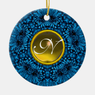 ADORNO DE CERÁMICA BLUE DAHLIA YELLOW TOPAZ MONOGRAM
