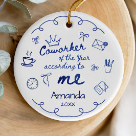 Adorno De Cerámica Blue doodle hand drawn funny coworker quote